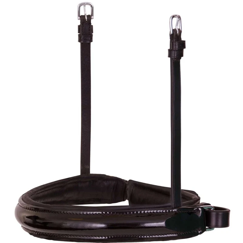 BR Muserolle Barre/Filet Vernis Large Rond Noir/Argent