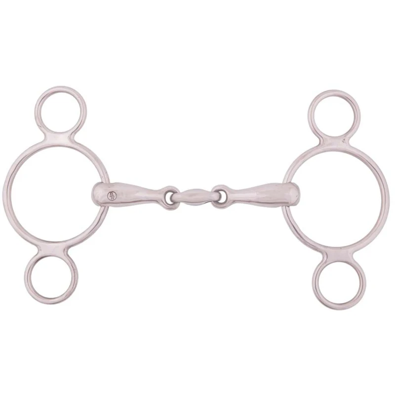 BR Mors de Filet 3 Anneaux Massif Double Brisure 18mm RVS
