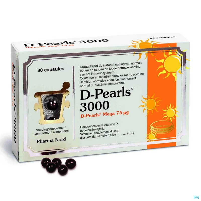 D-pearls 3000 | 80 capsules vitamine D3 | Voedingssupplement