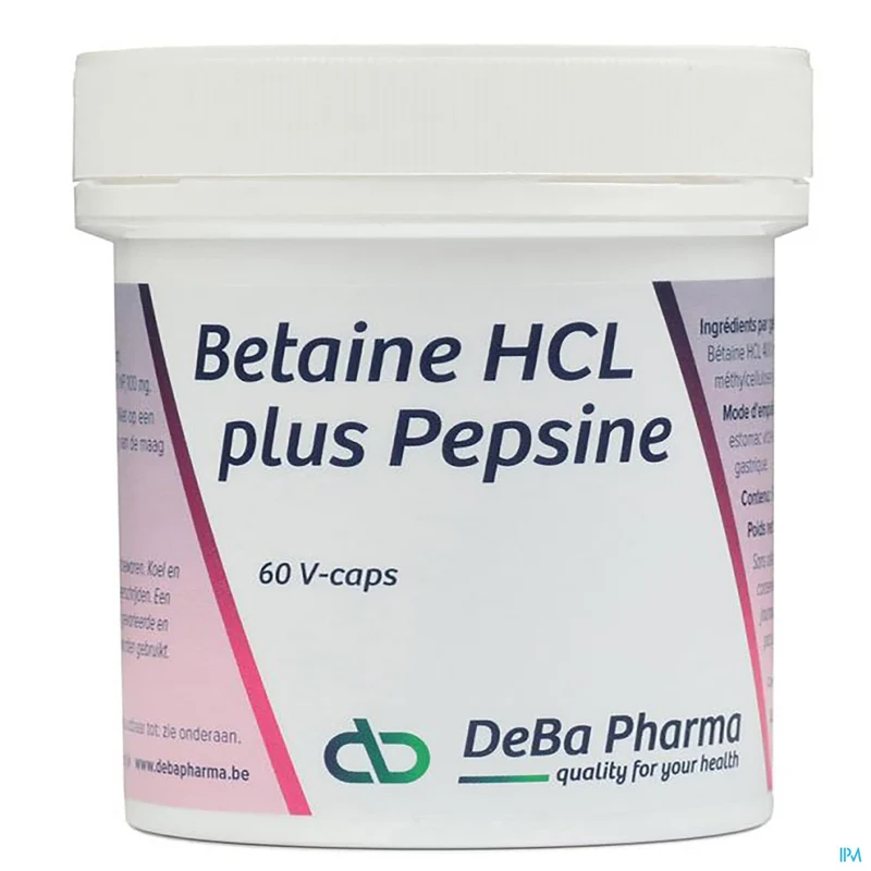 Deba Betaine HCl + Pepsine | 60 V-caps | Spijsverteringsondersteuning
