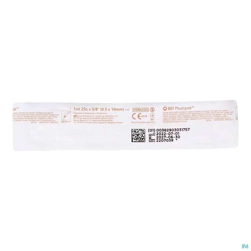 BD Plastipak | 1ml Spuit met Naald | Medisch Hulpmiddel