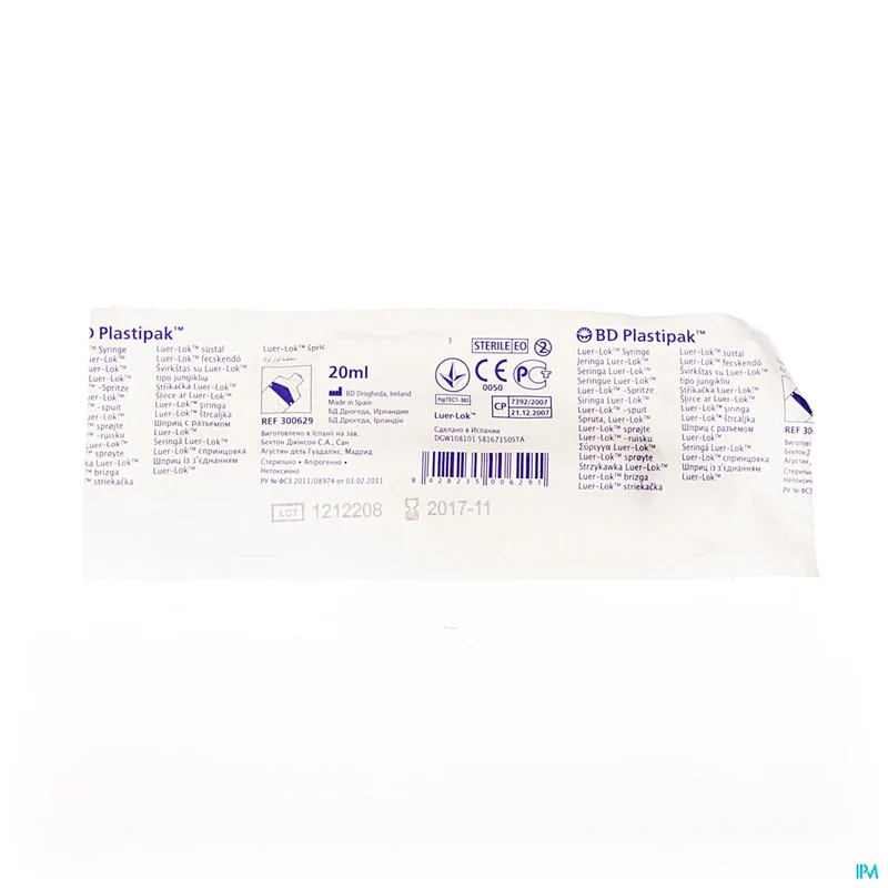 BD Plastipak Spuit Luer-lok 20ml - Steriele Latexvrije Injectiespuit met Precieze Dosering