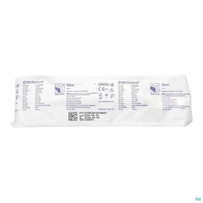 BD Plastipak Spuit Luer 50-60ml - Steriele Latexvrije Spuit met Grote Capaciteit